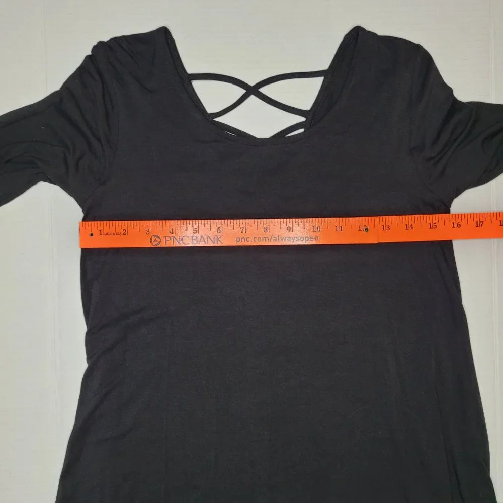 Thyme & Honey Women's Shift Dress Black XS Crew Neck 3/4 Sleeve Wednesday Gothic - Picture 6 of 10